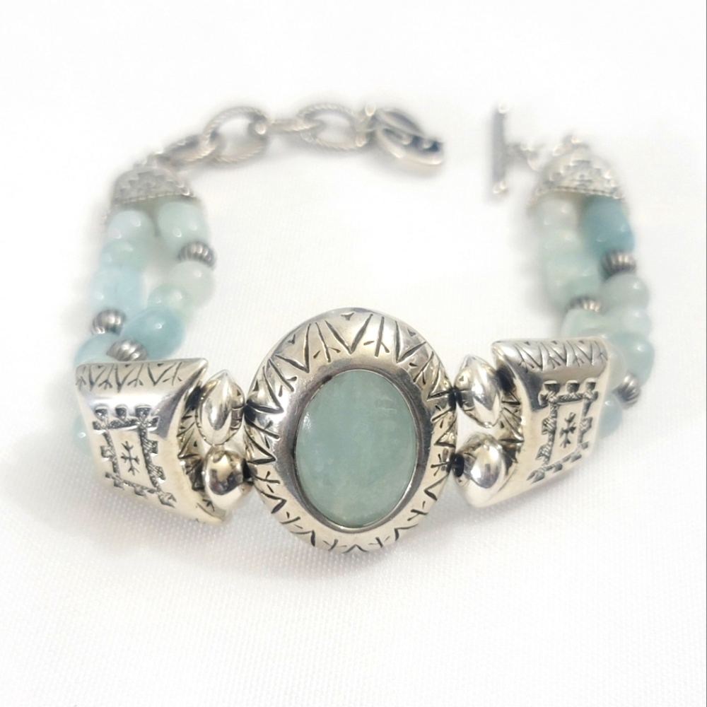 Carolyn Pollack Relios Aquamarine Toggle Clasp Bracelet